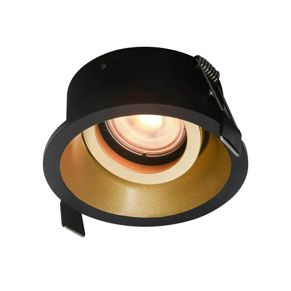 Round recessed spotlight Roura Black with gold inside