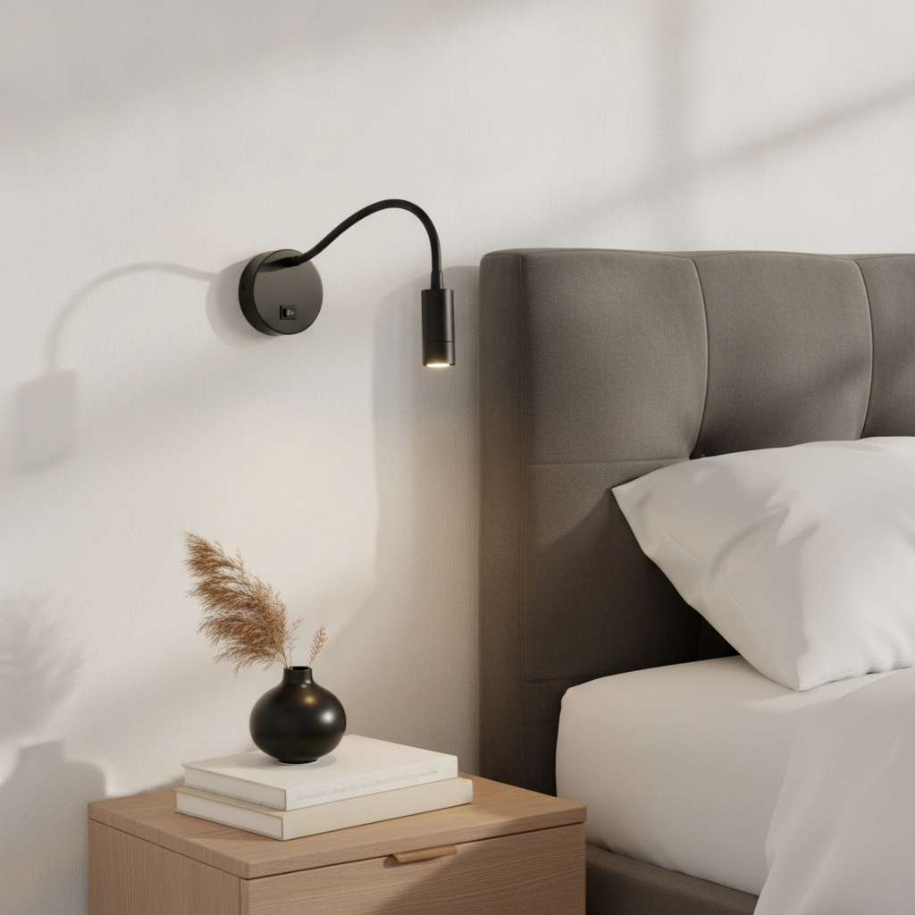 Black wall lamp Flexi-C flexibly adjustable