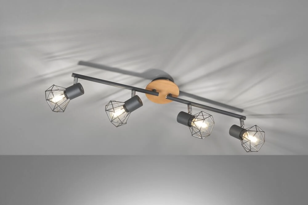4-light ceiling lamp Ran black Fischer & Honsel 4003694213868