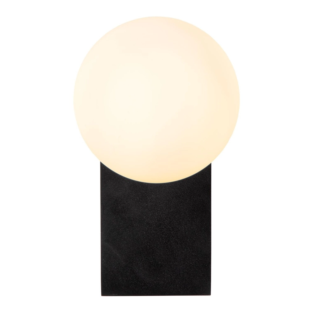 Wall lamp Tassa IP44 black with white sphere