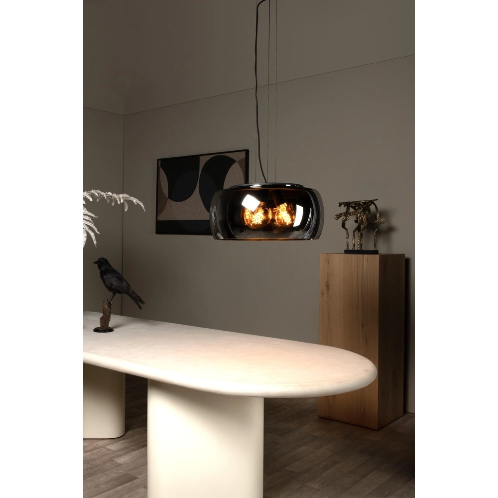 Design pendant lamp Olivia Ø 50cm black with smoke glass Lucide 5411212452108