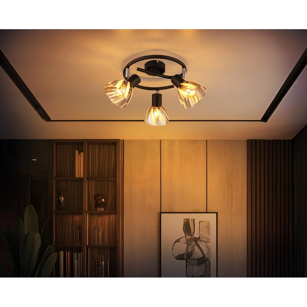 Ceiling lamp 3-lights Zachery Black Globo 9007371525508