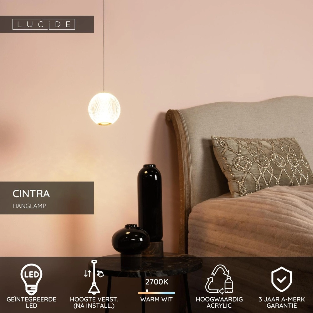 Golden pendant lamp Cintra Ø 14cm Lucide 5411212134370