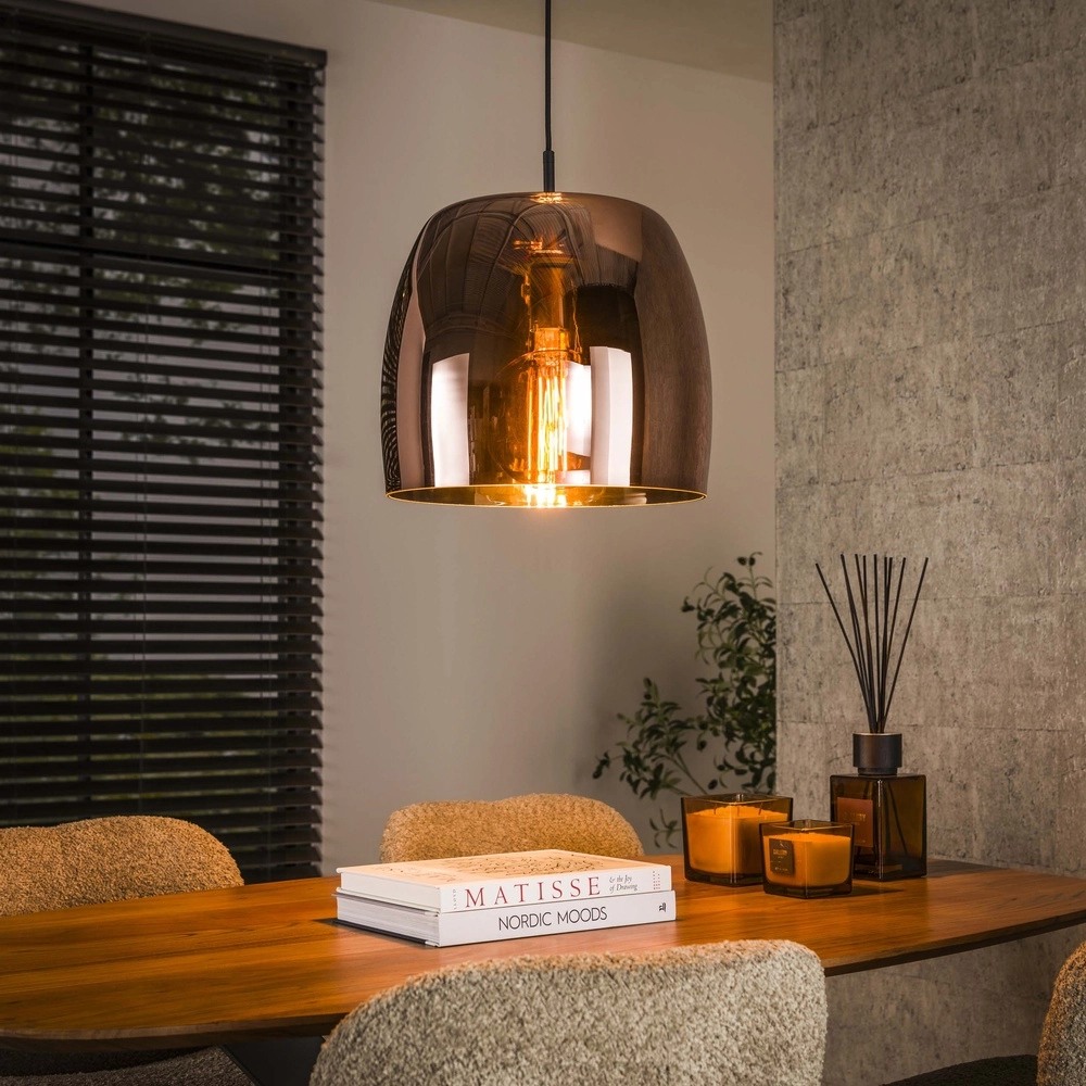 Glass pendant lamp Drift Ø 35cm - copper glass