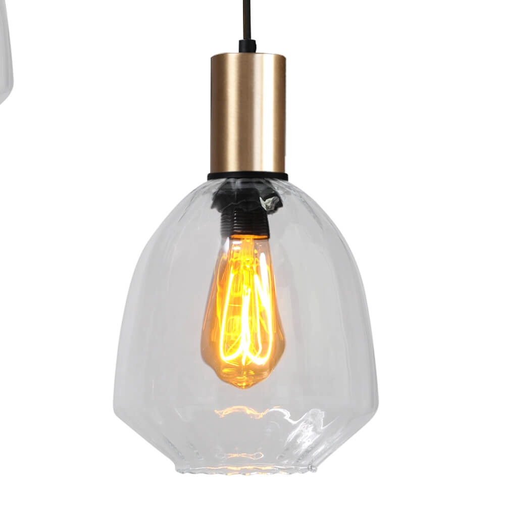 3-light loft hanging lamp - gold - Porto with Nicolette clear lenses Masterlight 8718121270883