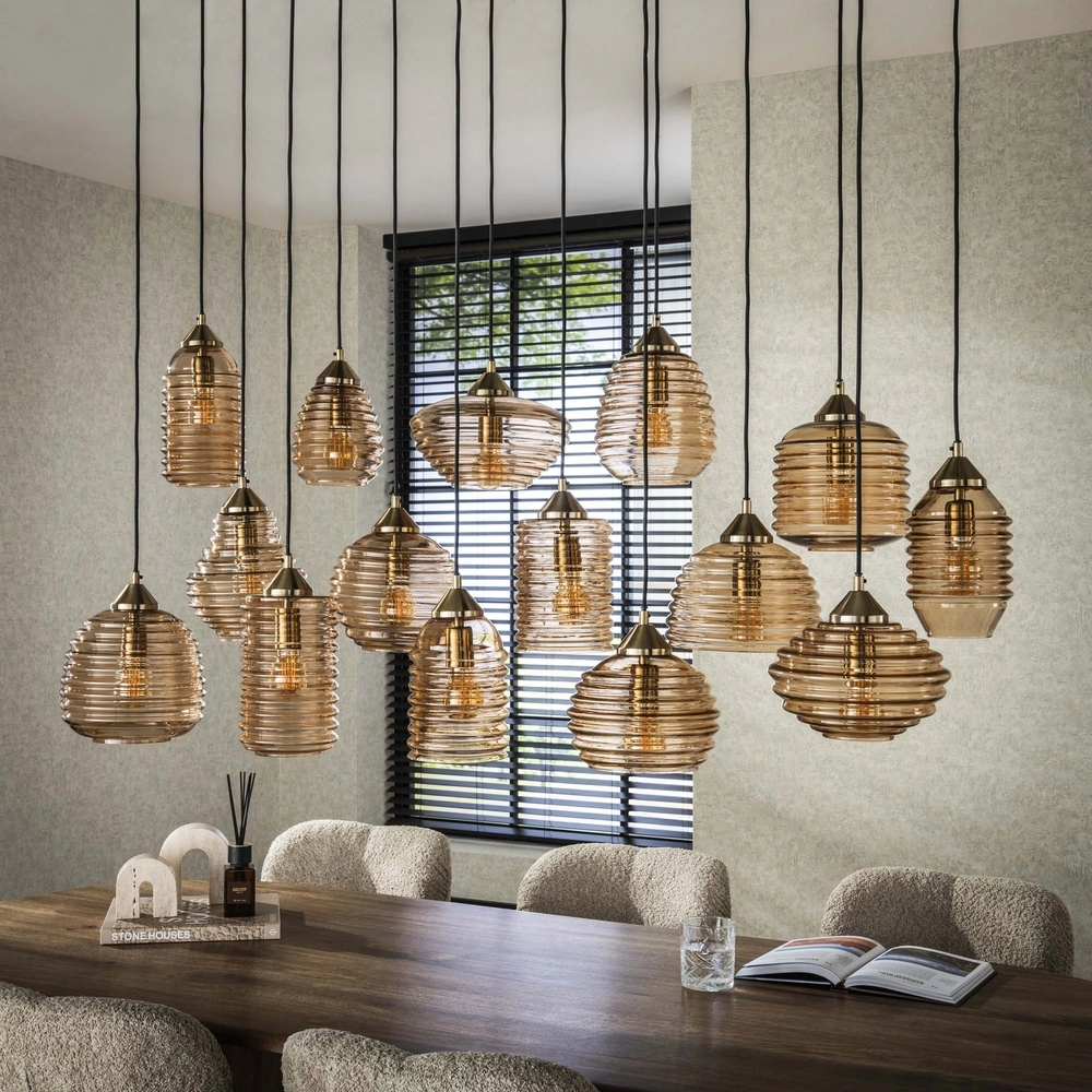15-light pendant lamp Rib Ribbed glass Lyora 8716803511132
