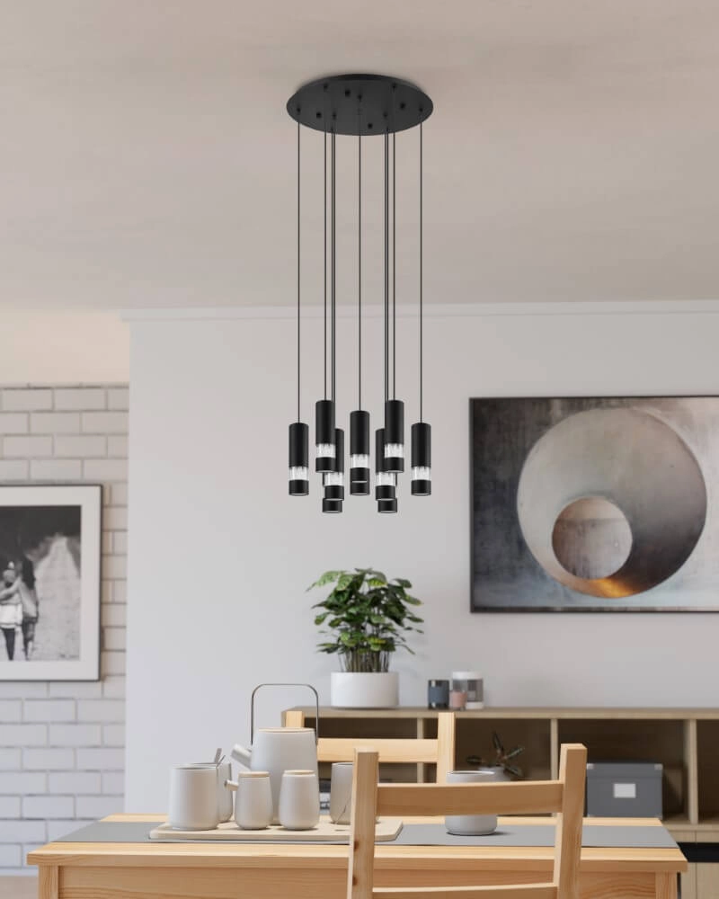 Round hanging lamp Bernabeta black 10-light Stars of Light 9002759397081