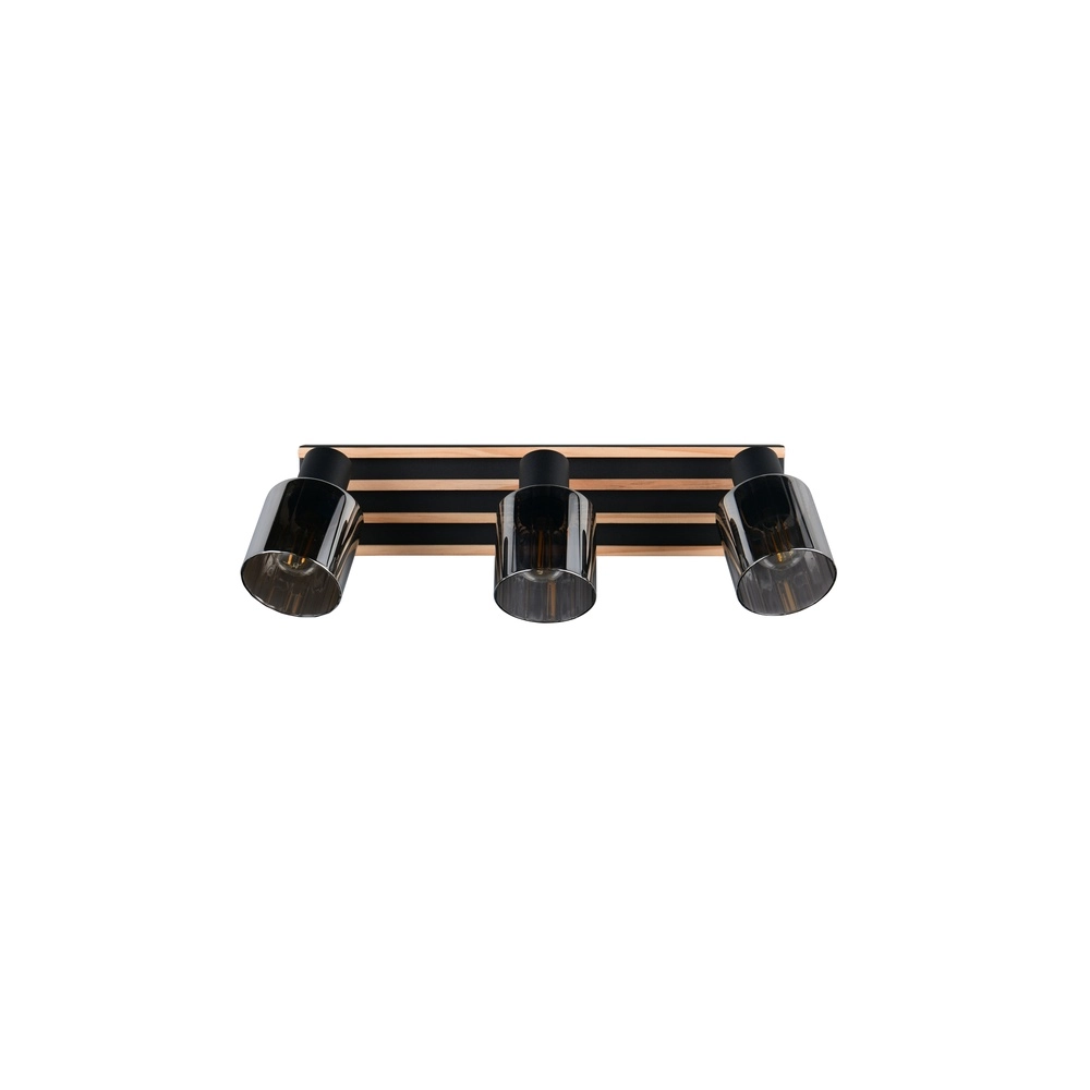 Ceiling lamp 3-lights Travia black with wood Trio 4017807682601