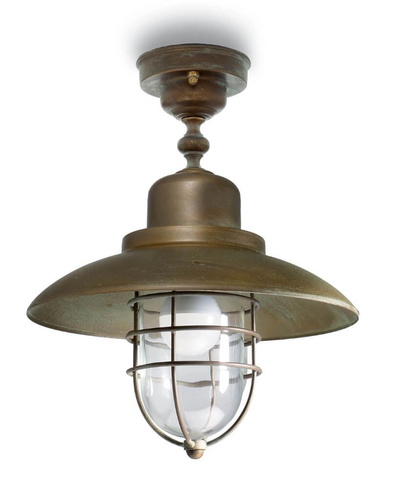 Country Pendant Lamp Patio Cage S - aged brass