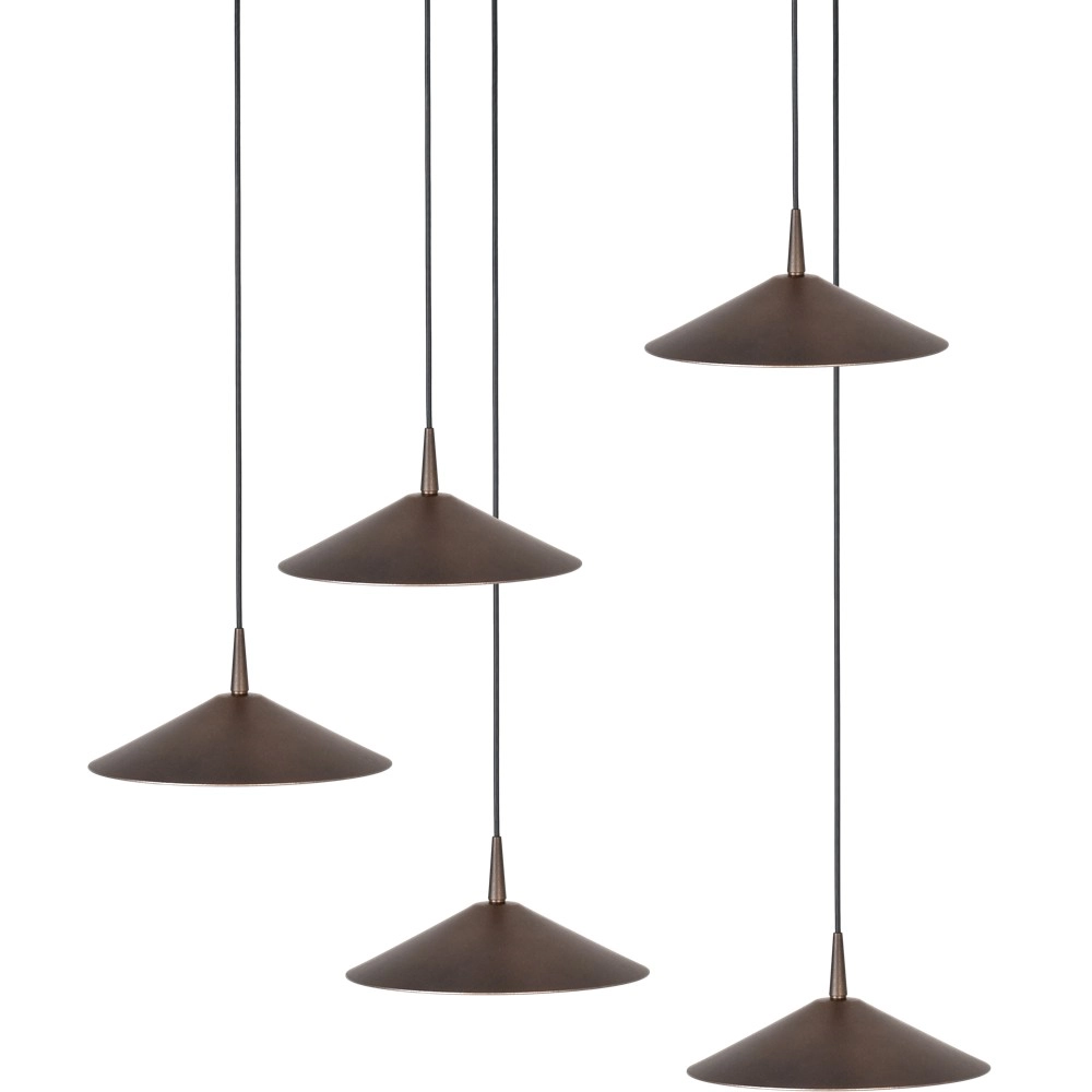 5-light pendant lamp Ceppo cocoa brown Ø 22cm round Masterlight 8718121358772