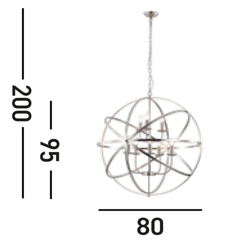 Antique pendant lamp Orbit 8-light silver Searchlight 5053423271934