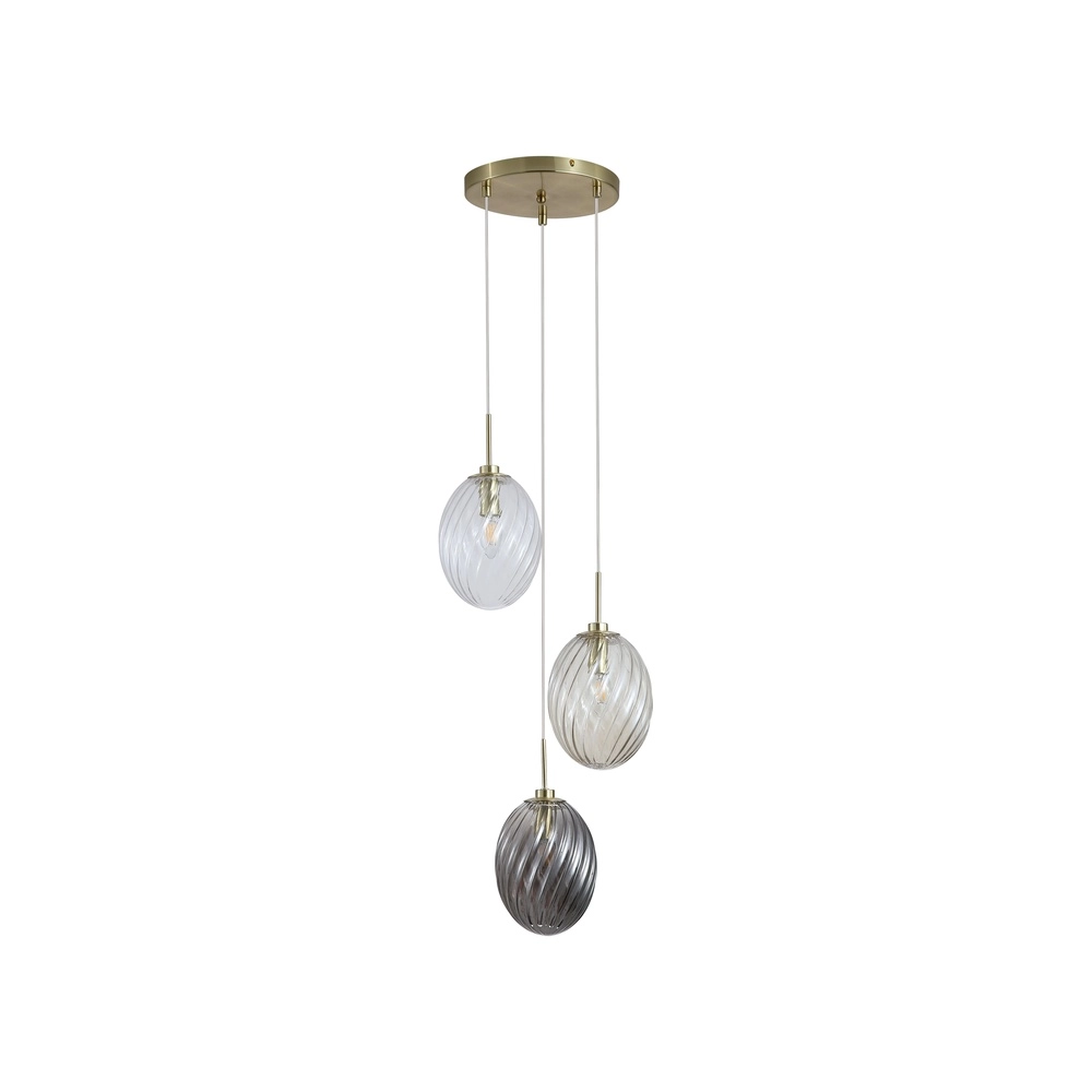 3-light pendant lamp Whirl round colored glass Searchlight 5053423285924