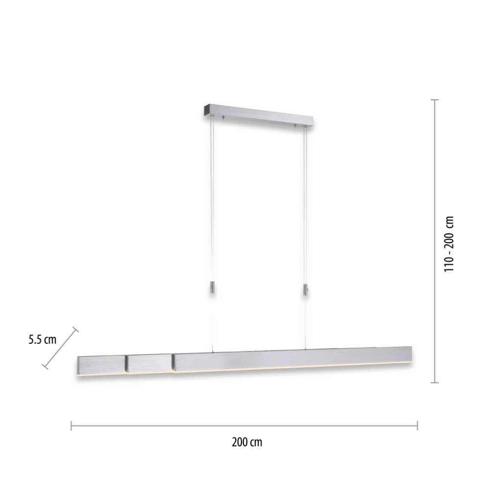 LED hanging lamp Pure-Moto brushed metal Paul Neuhaus 4012248363775