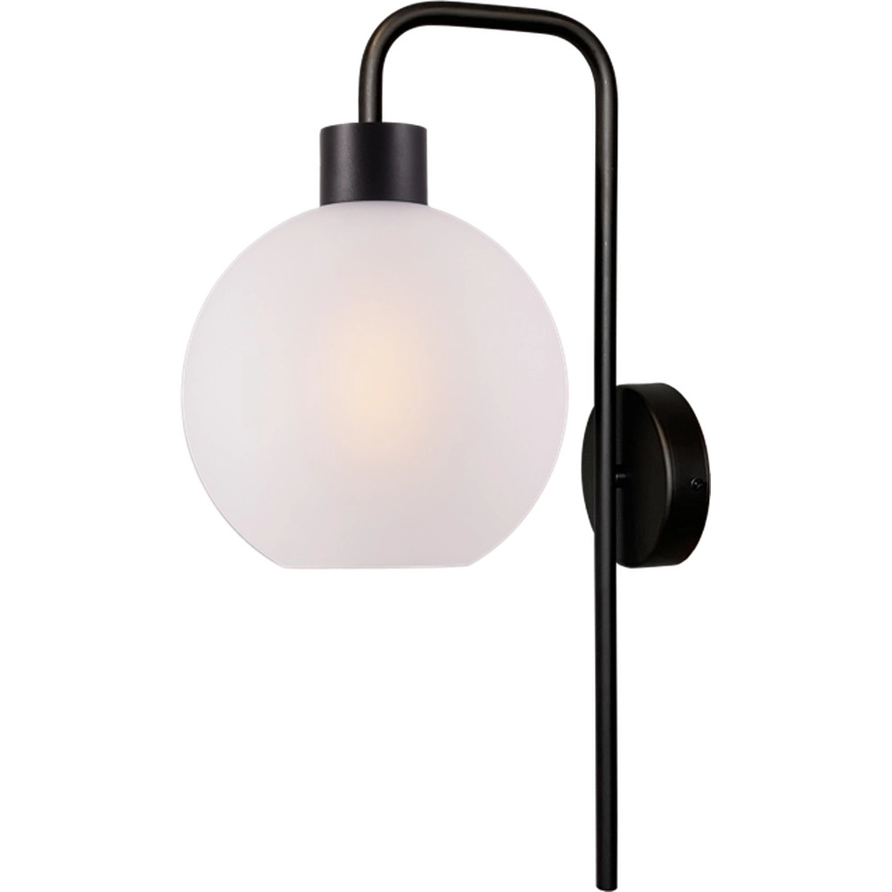 Wall lamp Lazise black with white glass