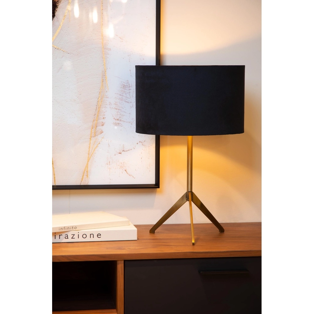 Tripod table lamp Tondo Gold with black cap Lucide 5411212452351