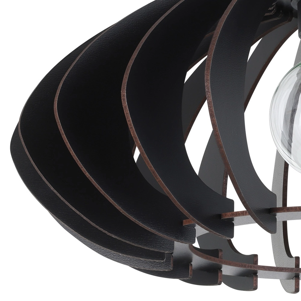 Wooden ceiling lamp Cossano 3 black - Ø 38cm Eglo 9008606291373