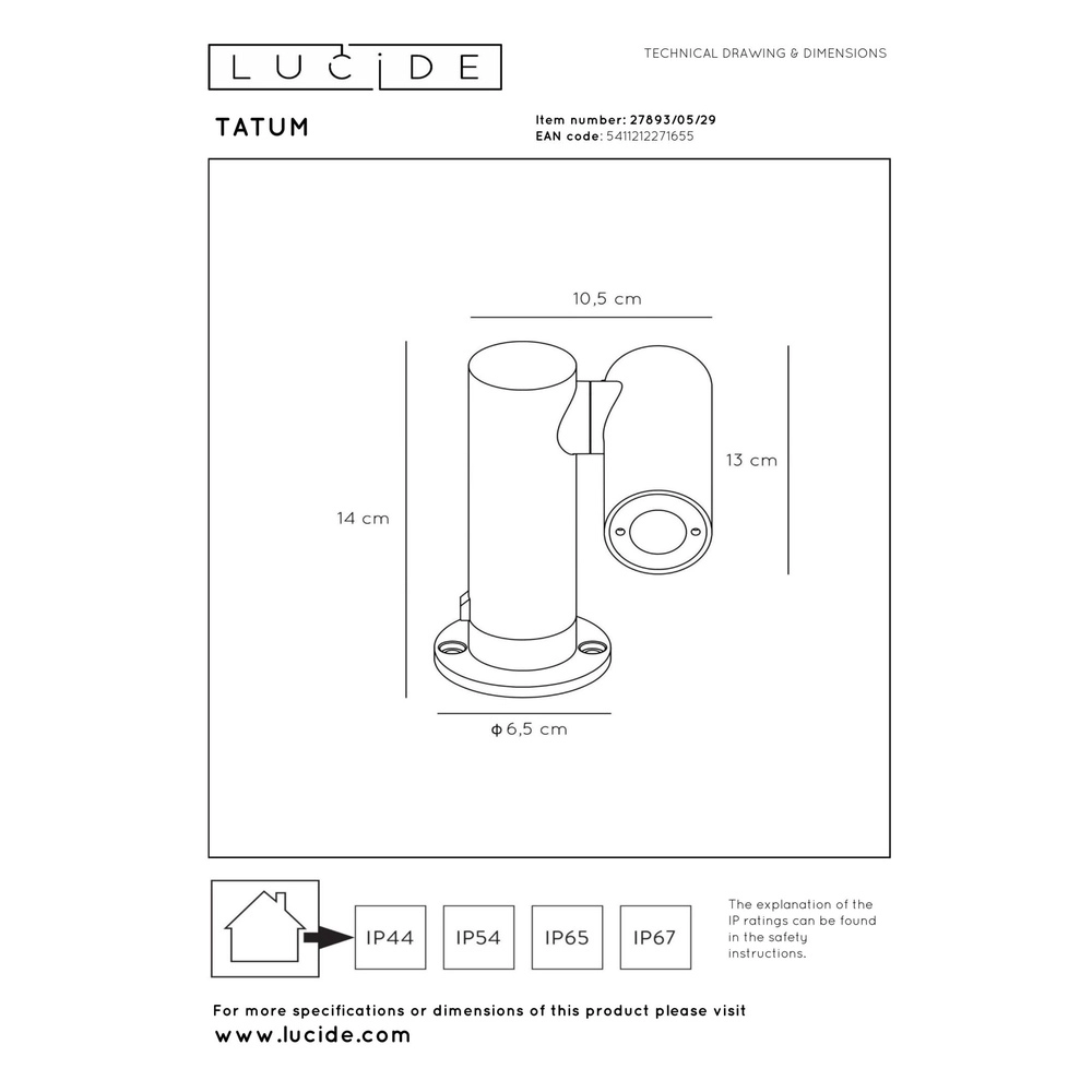 Garden spotlight Tatum anthracite Lucide 5411212271655