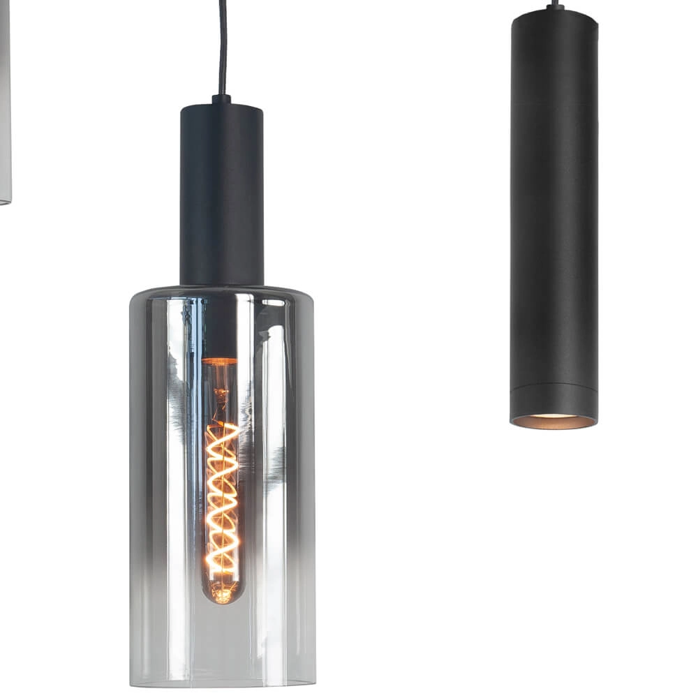 Hanging lamp Perugia black - 4x E27 - 3x GU10 Highlight 8718379046988