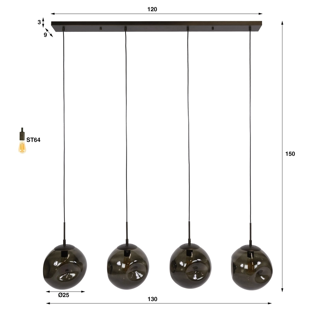 Glass pendant lamp Stellar 4-lights - Ø 25cm Lyora 8716803511675