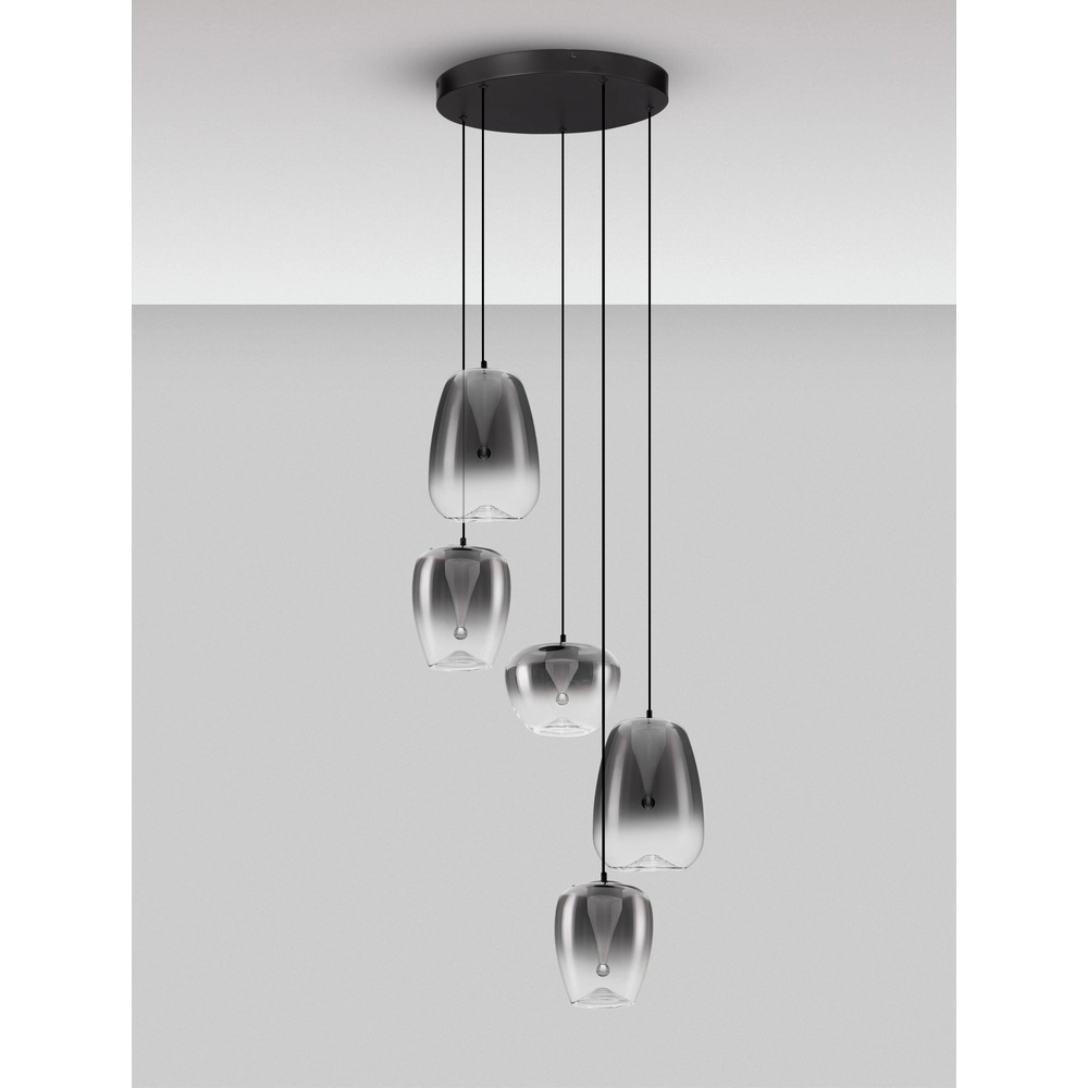 Design pendant lamp Oblo 5-light smoke glass Lyora 5212017474148