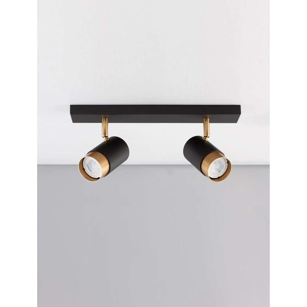 Ceiling spotlight Pogno 2-light black with gold Lyora 5212017430847
