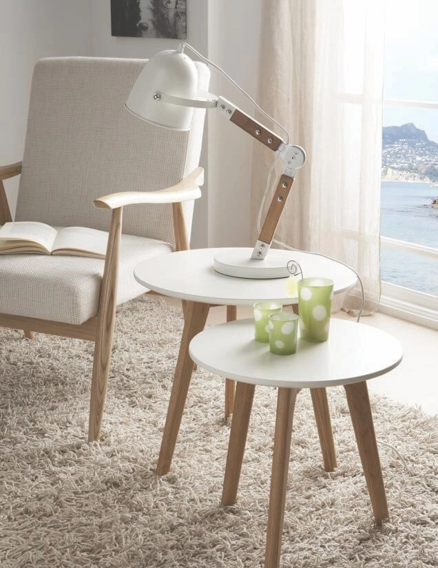 Rural desk lamp Cooper white with wood Artdelight 8719831732630