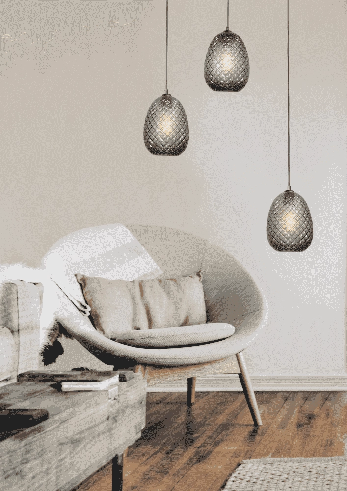 Black hanging lamp Pineapple 3-light with smoked glass Masterlight 8718121212739