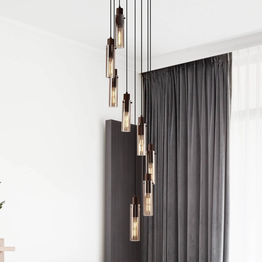 8-light vide pendant lamp Sweden II round Searchlight 5053423272061