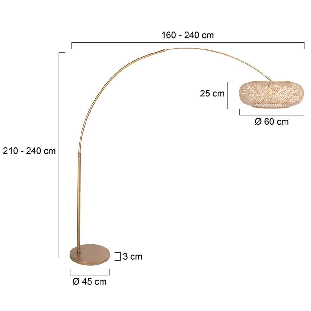 Arc lamp Sparkled Light bronze with bamboo shade Ø 45cm Steinhauer 8712746179903