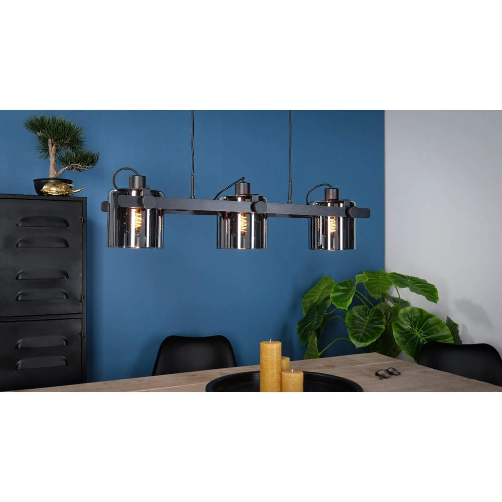 3L pendant light Hornwood 2 black with smoke glass Eglo 9002759436063