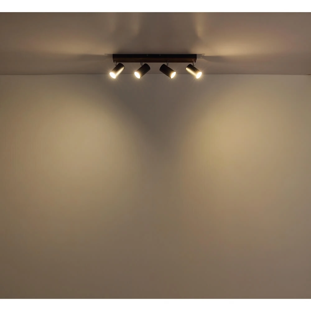 Ceiling lamp Kayden 4-light black with wood Globo 9007371533442