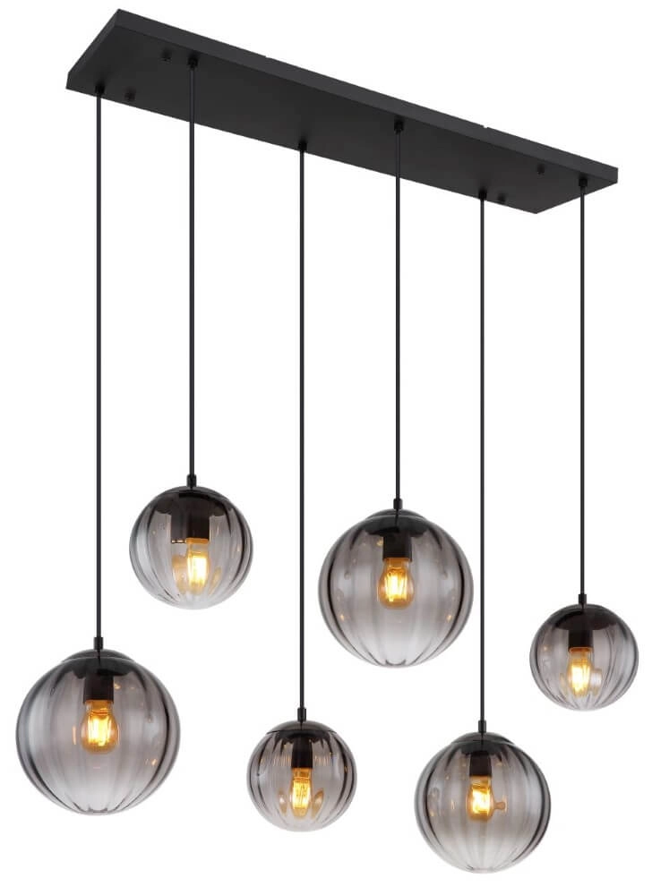 6-light pendant lamp Dallerta smoke glass