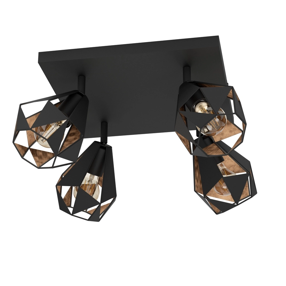 Black ceiling lamp Carlton 7 4L - with copper
