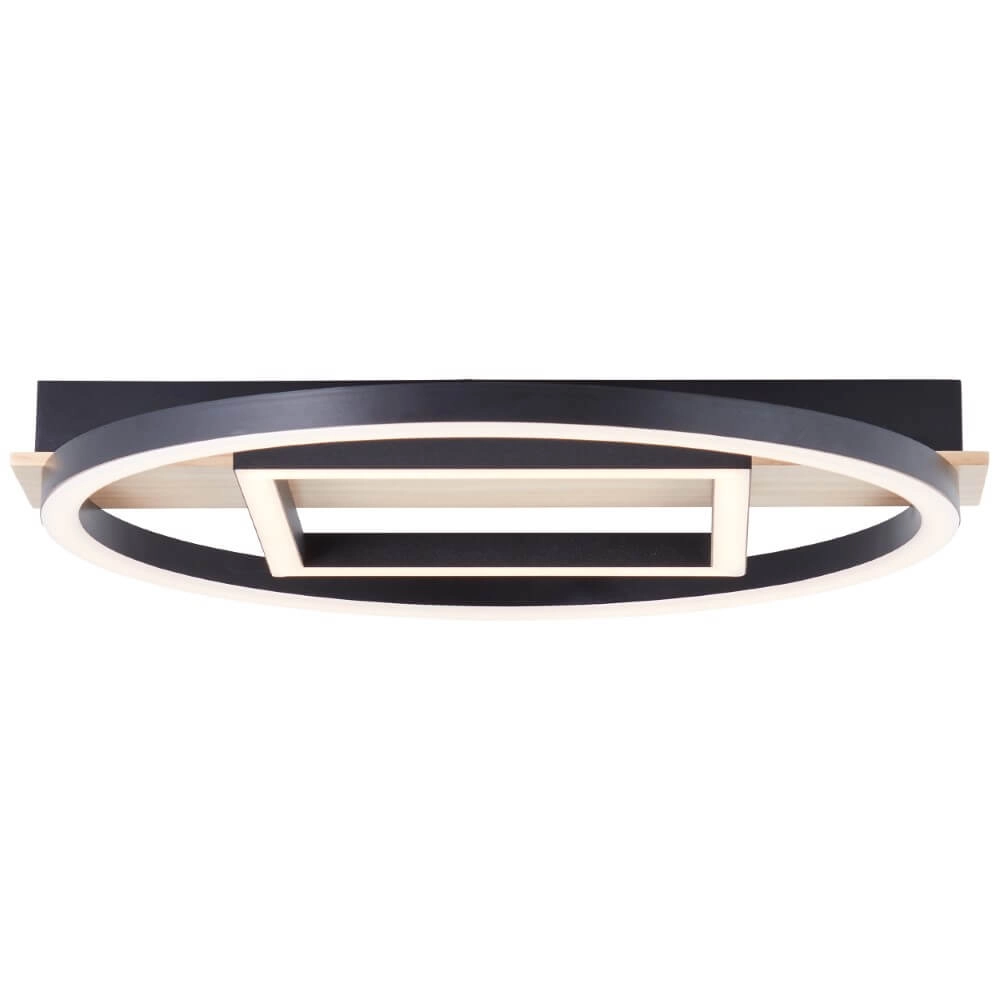 Ceiling light Maureen Ø 37cm with black square with wood Brilliant 4004353420092