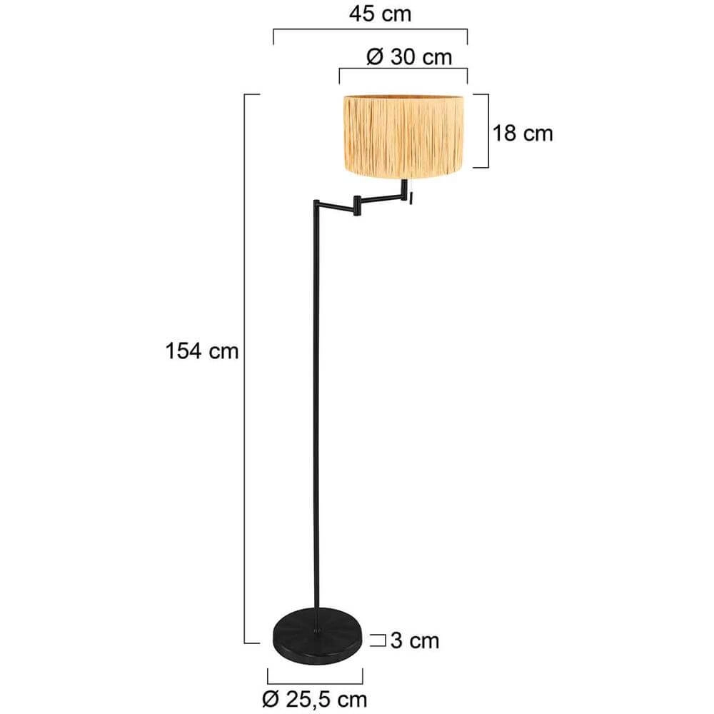Floor lamp Bella black with straw shade Steinhauer 8712746174595