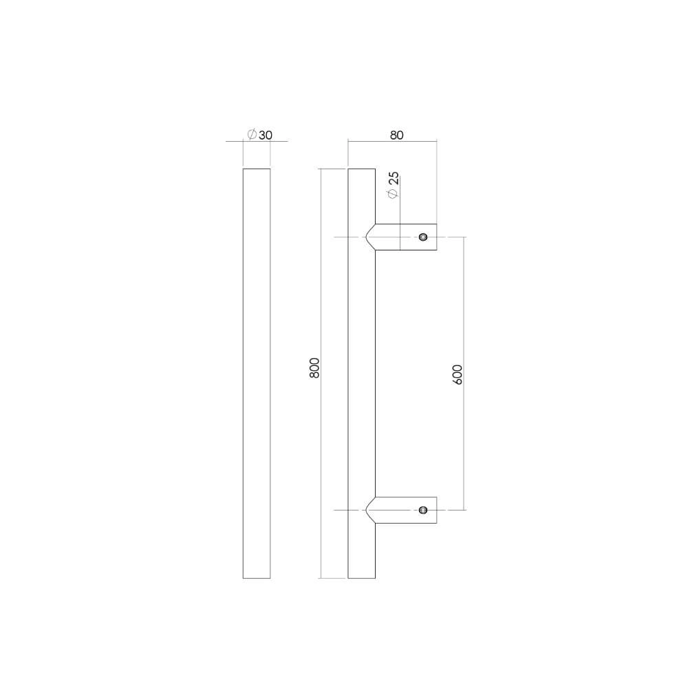 Door handle T-shape Gripon 80x8cm stainless steel Intersteel 8714186465028