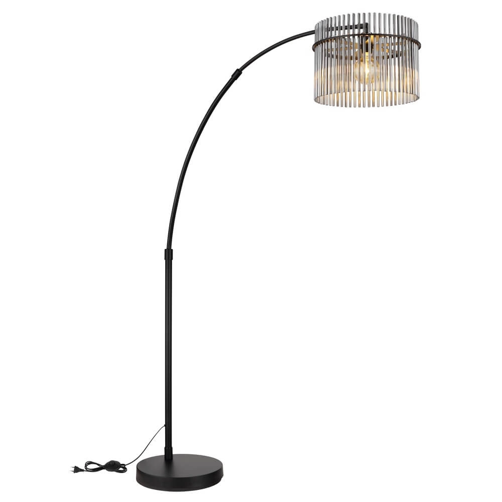 Black floor lamp Gorley with smoke glass Globo 9007371471942