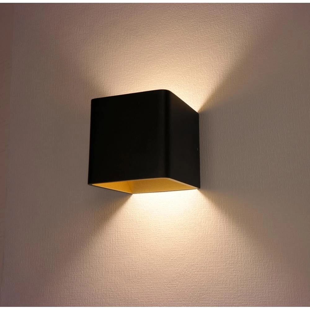 Square wall lamp Fulda black with gold Artdelight 8719831736324