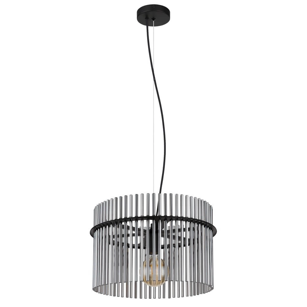 Black pendant lamp Gorley with smoke glass Ø 40cm Globo 9007371445189