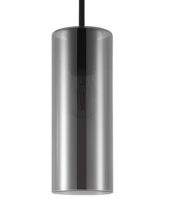 Glass hanging lamp Keyns black with smoke glass