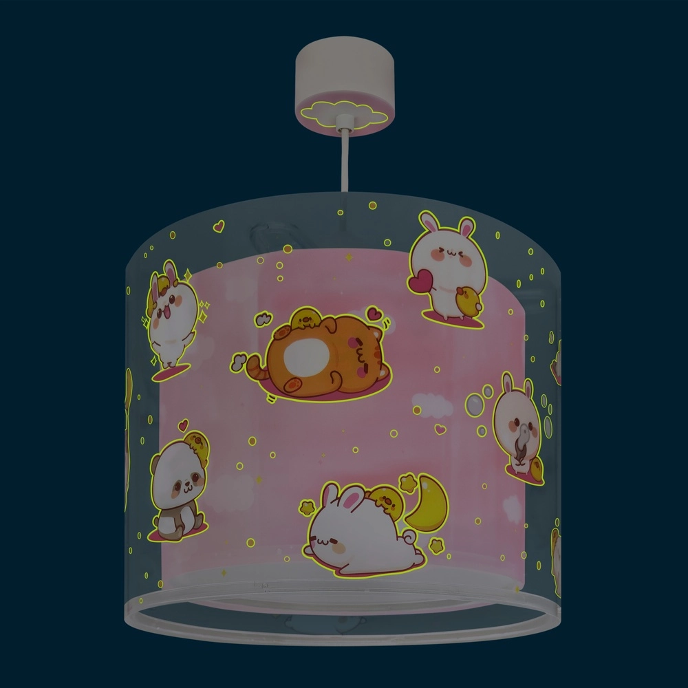 Children's pendant lamp Kawaii Friends Pink glow in the dark Dalber 8420406002699