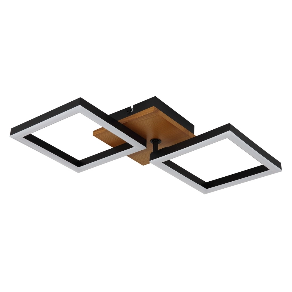 Design ceiling lamp Kerry black with wood look Globo 9007371440221
