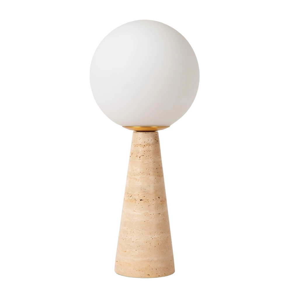 Table lamp Evin sand brown with opal