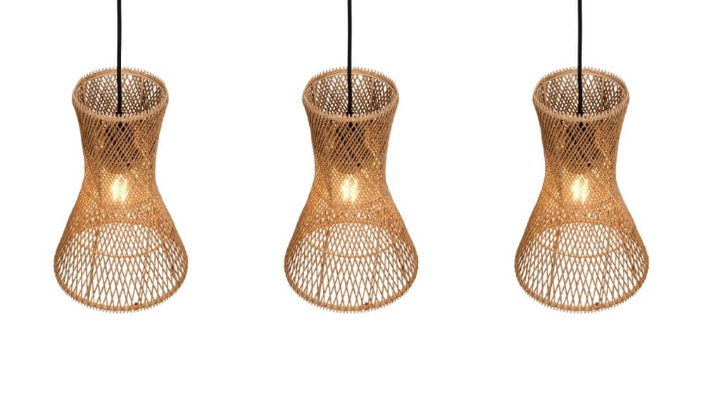 3-light pendant lamp Bijou black with rattan Trio 4017807637298