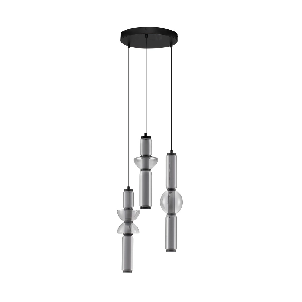Design pendant lamp Ulon 3-light smoke glass Lyora 5212017474193