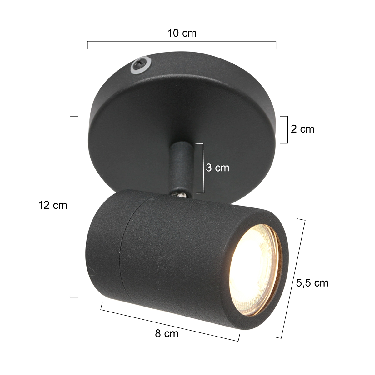 Bathroom spot Upround LED black Steinhauer 8712746133479