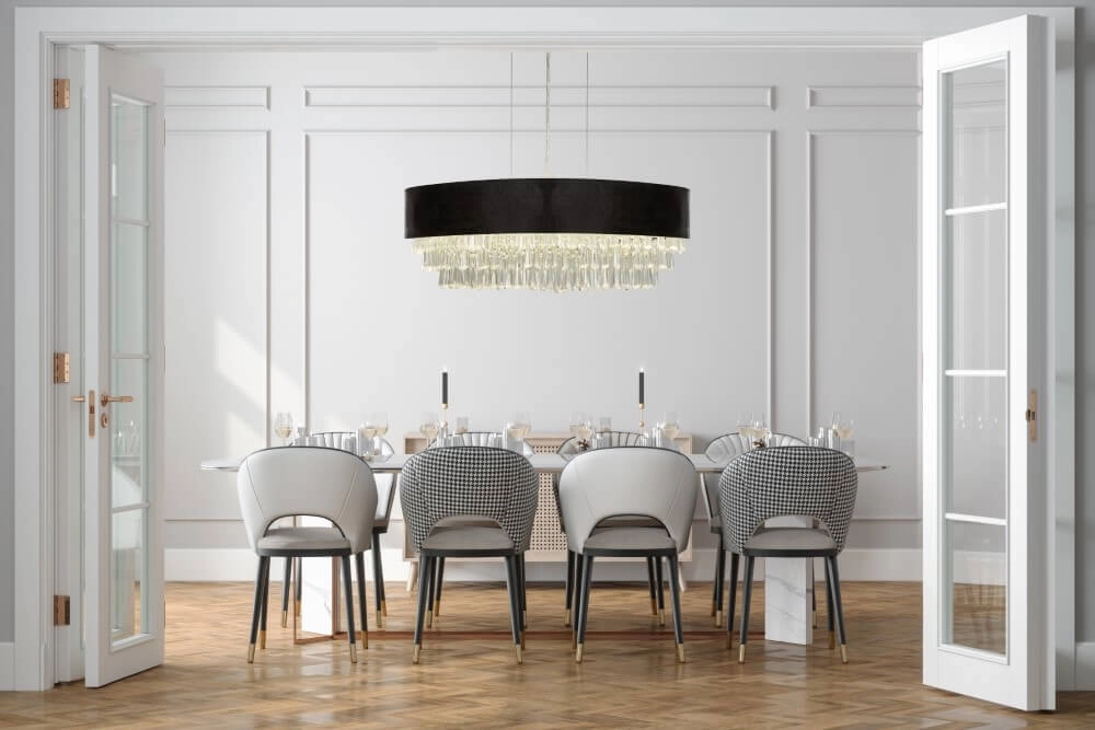 Large chandelier Glamour black with chrome Searchlight 5053423244143