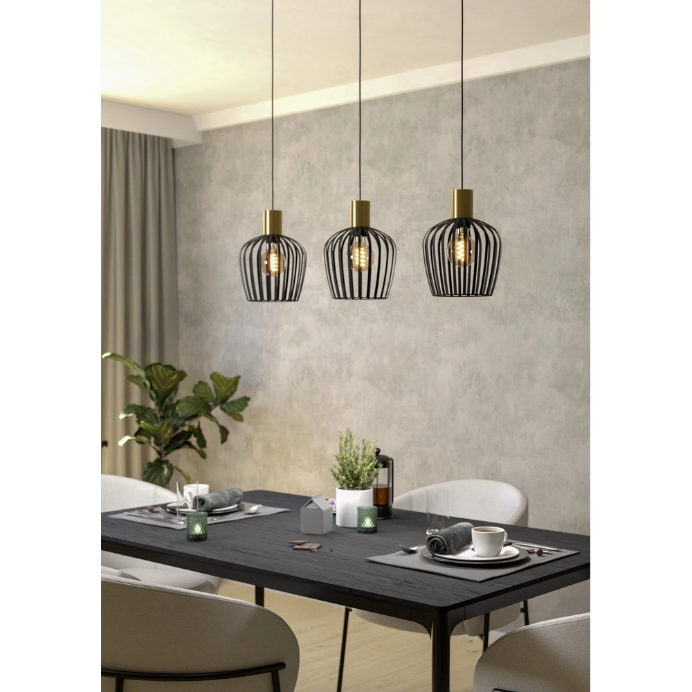 3-light pendant lamp Empoli black with gold - Ø 20cm Eglo 9008606299898