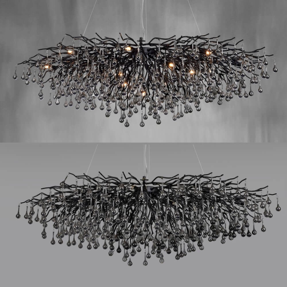 Large chandelier Icicle black Paul Neuhaus 4012248377543