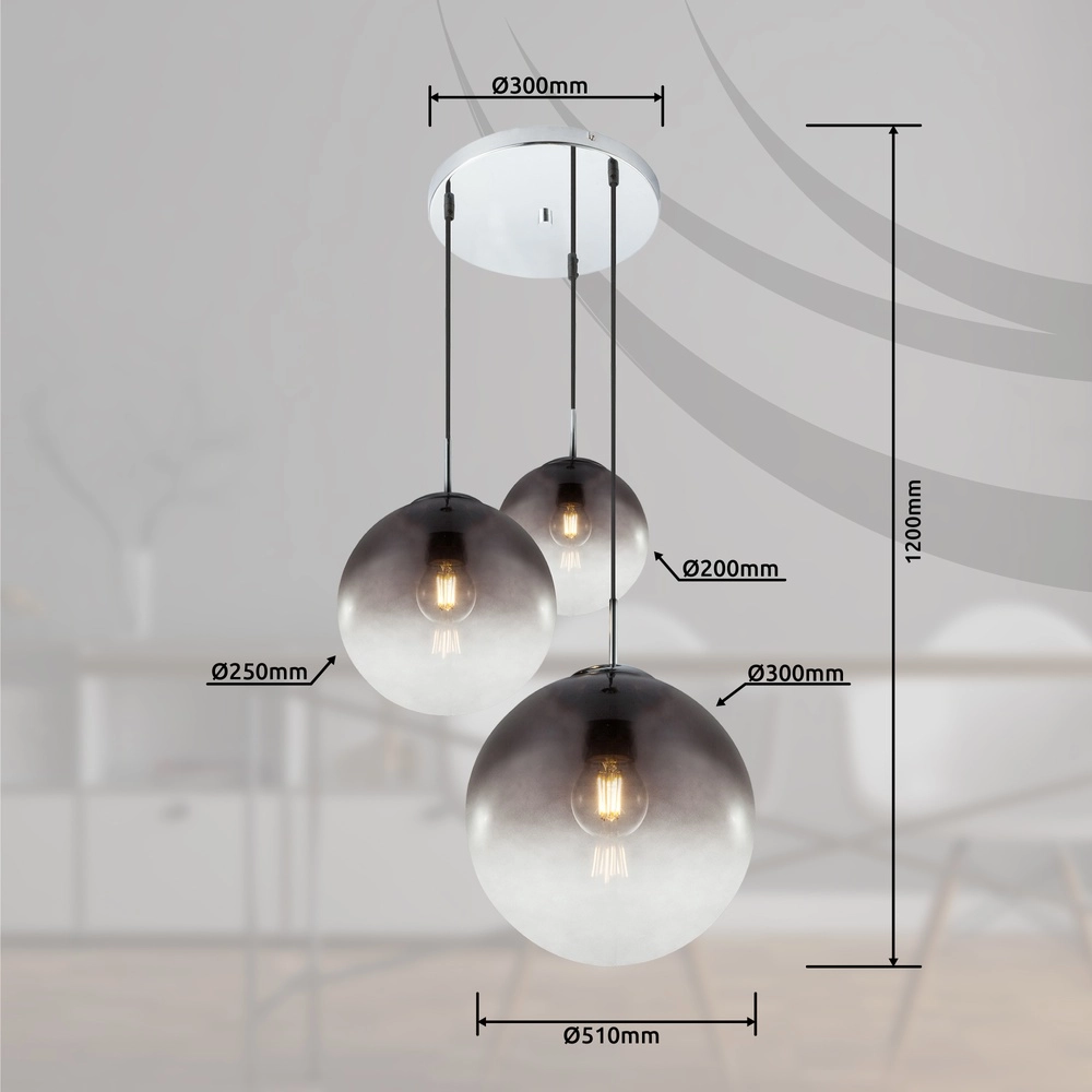 3-light pendant lamp Varus chrome Globo 9007371377473